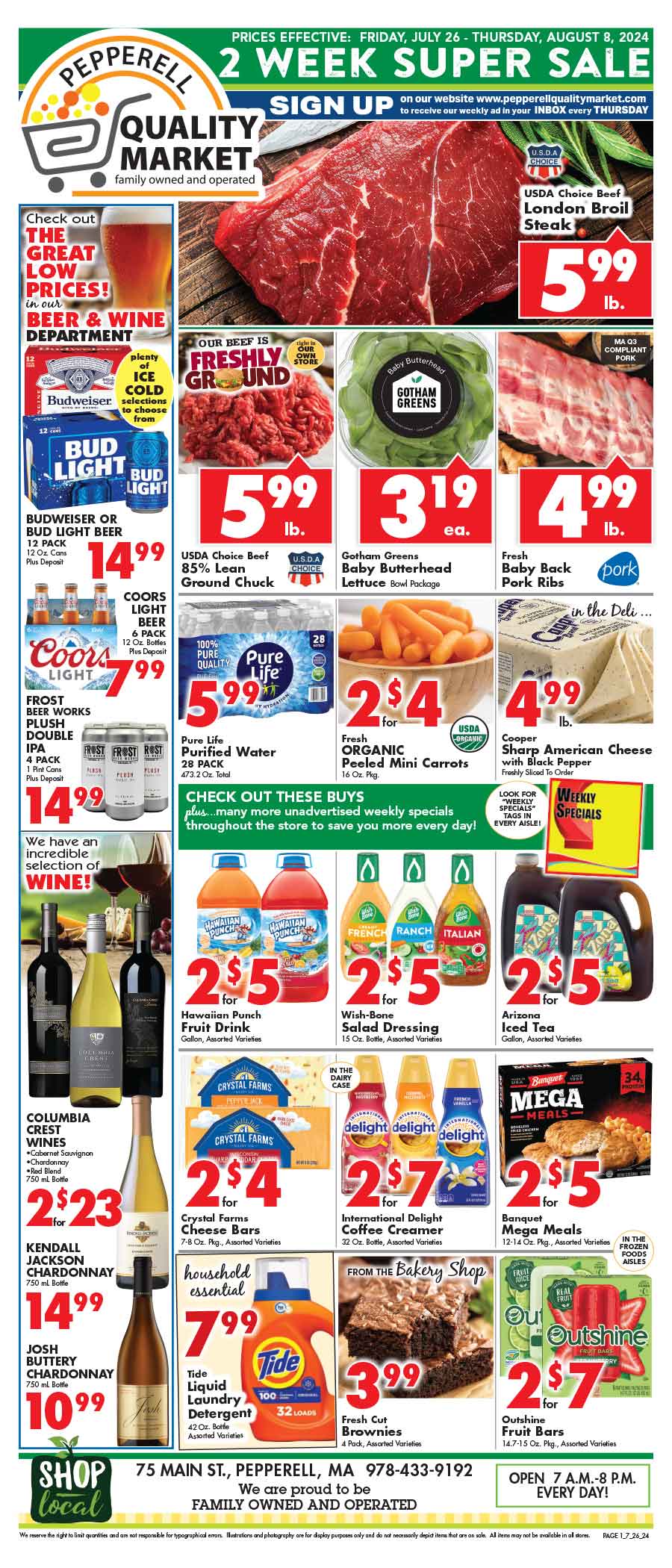 WEEKLY SPECIALS Pepperell Quality Market